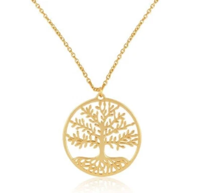 Collar colgante árbol con cadena chapado en oro collar de 16 pulgadas para regalo de boda Foto 1 de 4