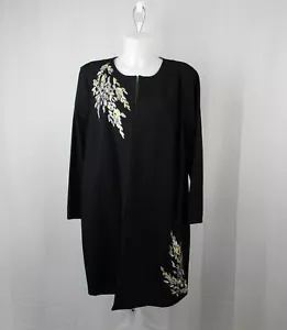 Alfani Long Sleeve Embroidered Duster Dress Jacket - Black, XL #9542 - Picture 1 of 8