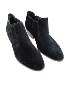 Lucky Brand Womens Folley Black Suede Boots Western Ankle Bootie size 9 Causal - Picture 1 of 12