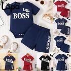 2PCS Kids Baby Boys Litter Boss Tracksuits Tops Shorts Pants Outfits Clothes Set