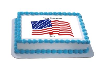 SPRINKLES AND TOPPERS LTD Personalised American Flag A4 Icing Sheet / Cake Topper