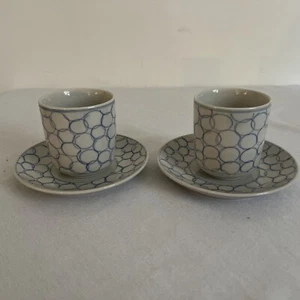 Pair of Retired IKEA of Sweden Blue Bubbles Circles Cup and Saucer Set 17335 - Picture 1 of 6
