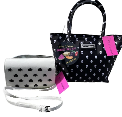 Lot Of 2 Betsey Johnson Skull Crossbody Purse & Insulated Lunch Bag Halloween - Image 1 of 4