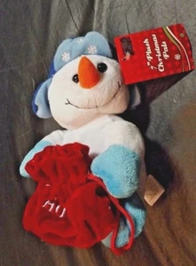 CHRISTMAS PALS 7" MUÑECO DE NIEVE 2009 FELPA DE FIBRA DE POLIÉSTER CON ETIQUETAS Y BOLSA DE TERCIOPELO - Imagen 1 de 9