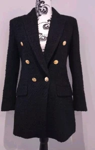 Zara Blazer Size XS BNWOT Black Boucle - Picture 1 of 5