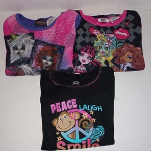 Girls PJs Tops Bratzilla Monster High Peace Monkey Lot 1 Each Size 10-12 LSleeve - Picture 1 of 9