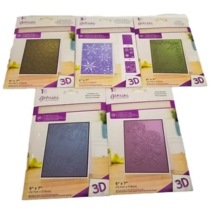 Lot Of 5 Gemini 3D Embossing Folders Stencils Leopard Peony Ivy Lace Snowflakes - Picture 1 of 17