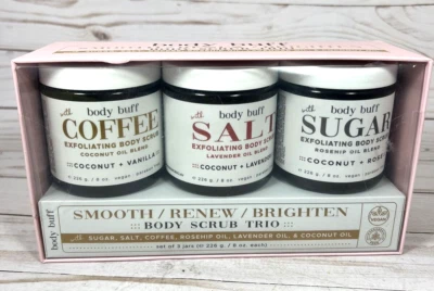 Body Buff Scrub Trio Coffee Salt Sugar Smooth Renew Brighten Coconut - Image 1 of 4