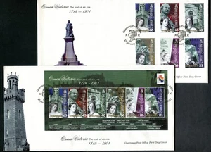 GUERNSEY 2001, QUEEN VICTORIA - THE END OF ERA, Sc 726-731, 731a on 2 F.D.C. 's - Picture 1 of 1