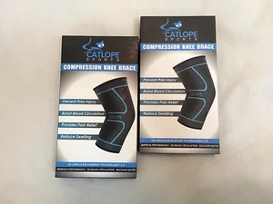 pair 2 Compression Sleeve knee brace support arthritis patella pain relief S M L - Picture 1 of 3