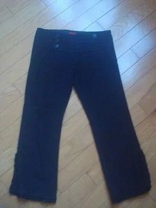 EUC Damen Mädchen Ms Samt schwarze Hose mit Rüschen Größe 2 - Bild 1 von 4