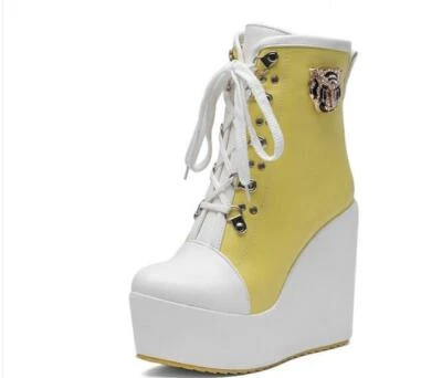 Сладкий женщин на танкетке высоких каблуках шнурует вверх комплект ноги платформе ботильоны кроссовки  - Изображение 1 из 4