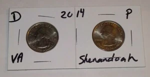  2014 D & P Mint Virginia - Shenandoah Quarters - 2 COIN SET  - Picture 1 of 2