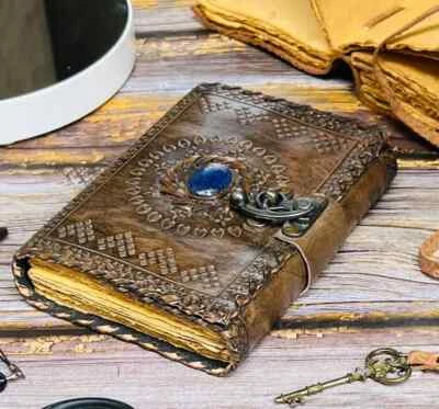 Blank spell Book of shadows, vintage leather journal, handmade deckled paper - Image 1 of 4