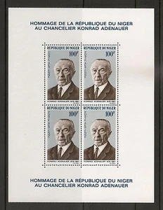 Níger #C74a S/S en estado bastante bueno MNH - 1967 100 fr Konrad Adenauer, canciller - SCV $7,75 - Imagen 1 de 1