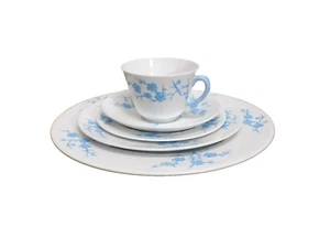 Spode Blanche de Chine One 5-teilig Platzeinstellung Geisha blau geprägt England Vintage - Bild 1 von 8