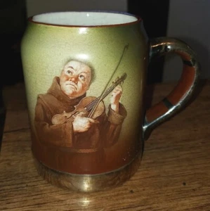 Antiker Mönchsbruder spielt Geige Becher Stein 1905 Pokal Hadicap Wettbewerb Silber - Bild 1 von 22