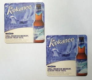 Kokanee Small Mountian Brewery of 2 Beer Coasters 4" x 4" - Imagen 1 de 2