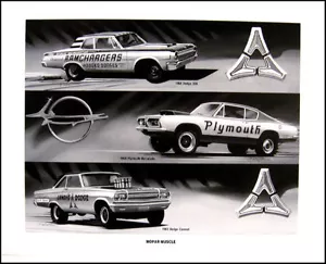 1964 Dodge 330, 1965 Coronet 1969 Plymouth Barracuda Mopar Art Print Lithograph - Picture 1 of 1