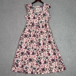 April Cornell Größe Large Blumenmuster quadratischer Ausschnitt Rüschenärmel Midikleid Baumwolle  - Bild 1 von 11