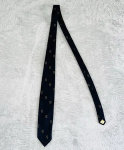 Corbata vintage con broche dorado azul marino/dorado rampante leones talla regular - Imagen 1 de 3