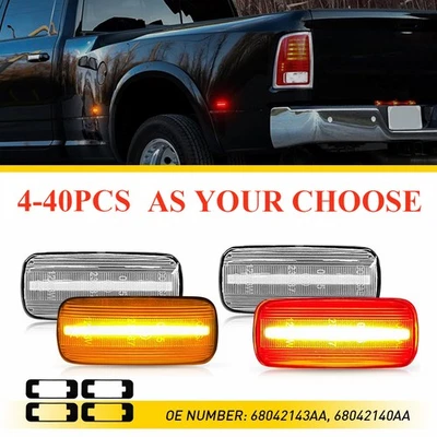 4-40 Clear Lens LED Fender Bed Side Marker Lights (Amber + Red) For Dodge RAM HD - Image 1 of 4