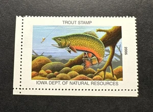 WTDstamps - 2006 IOWA - State Trout Fishing Stamp - Mint OG NH - Picture 1 of 2