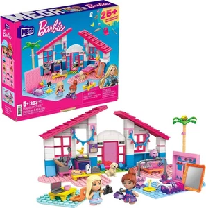 MEGA Construx Barbie Kids Building Toy Set, Malibu House with 303 Pieces, 2 M... - Picture 1 of 6