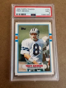 1989 Troy Aikman Topps Traded Rookie Card #70T. HOF. Cowboys. PSA 9 MINT. - Picture 1 of 3