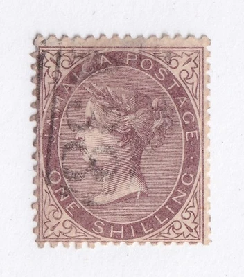 SELLOS DE MATT SCOTT JAMAICA #6a QUEEN VICTORIA 1 CHELÍN 1882-85, USADOS CV$30 Foto 1 de 3