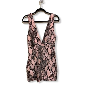 NEU NBD Naven Pink Snake Print V Neck Veronica Dress Blush Python Dress S - Bild 1 von 8