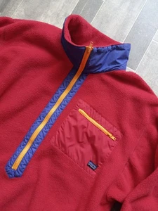 Vintage Patagonia Synchilla Fleecepullover Herren Gr. Large rot hergestellt in den USA 1/2-Reißverschluss 1987 - Bild 1 von 13