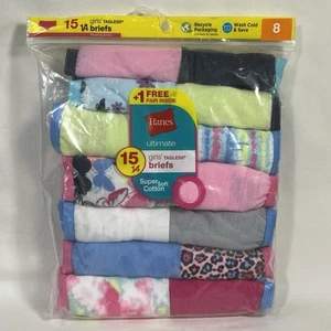 Hanes Ultimate Girls Tagless Cotton Briefs Underwear Pack of 15 Pairs - Size 8 - Picture 1 of 6