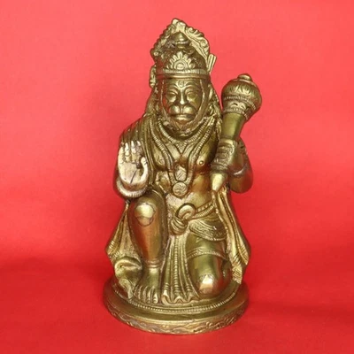 Lord Bajrang Bali Hanuman Sculpture Statue Handmade Brass Home Decor Figurine - Image 1 of 4
