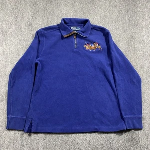 Polo Ralph Lauren Pullover Mens 1/4 Zip Triple Big Pony Match Sweater Medium - Picture 1 of 7