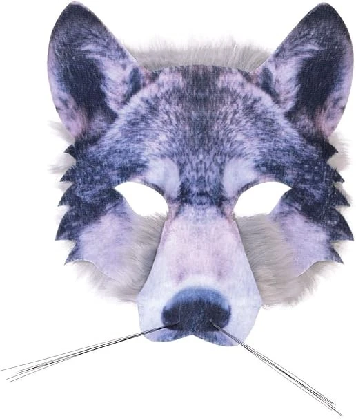 Forum Novelties X78180 Wolf Realistic Fur Face Mask, Grey, One Size World Book D - Image 1 of 1