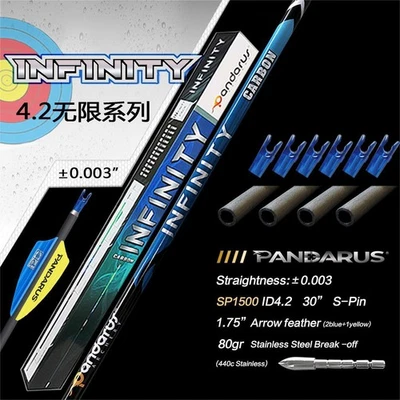 12X Pure Carbon Arrow ID4.2mm SP200-1500 PANDARUS Archery Bow Sport Competition - Image 1 of 4