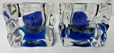 Juego de 2 velas votivas cuadradas de vidrio transparente para cubitos de hielo Partylite de colección Foto 1 de 4