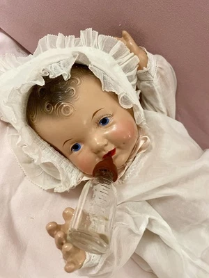Vintage, Composition Happy Baby With Her Toys. Pristine Condition. c.1930’s - Image 1 of 4
