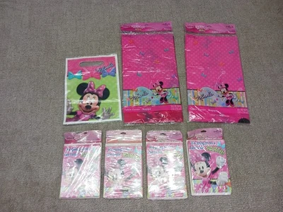 Disney Hallmark Minnie Mouse Fiesta Botín Bolsas Manteles Invitaciones Lote de 7 Foto 1 de 4