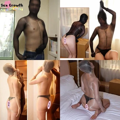 Unisex Shiny Total Encasement Nylon pantyhose long sleeve Dress top closed hood - Image 1 of 4