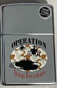 ZIPPO 2003 OPERATION IRAQI FREEDOM POLISHED CHROME LIGHTER SEALED IN BOX K627 - Picture 1 of 5