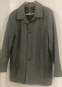 Dockers Wool Blend Pea Coat Mens Gray Preppy quilted Lined (Missing Button) Sz S - Picture 1 of 7