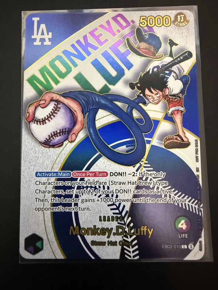 2025 ONE PIECE PROMO EB02 010 DODGERS X ONE PIECE NIGHT MONKEY D LUFFY SEE PHOTO - Image 1 of 4
