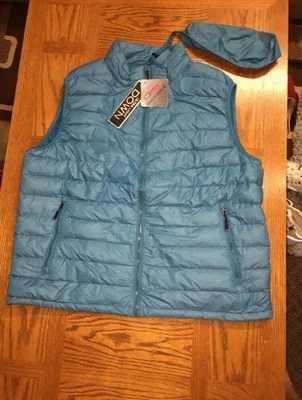 32 Degrees Heat Light Blue Men's Vest Packable Puffer Full Zip Weather Resistant - Image 1 of 4