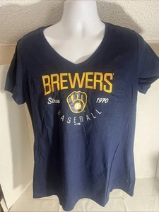 Womans Milwaukee Brewers T-shirt Blue Size XL Fanatics NWOT S57 - Picture 1 of 4