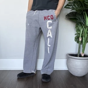 Pantalones deportivos holgados vintage Y2K Hollister para hombre gris medio bolsillos HCO CALI - Imagen 1 de 8