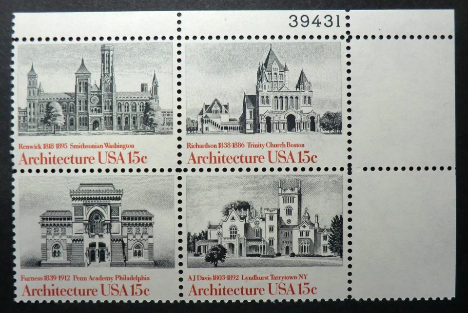 1838 - 41 MNH 1980 15c Architecture Smithsonian Trinity Arts Academy Lyndhurst - Image 1 of 1