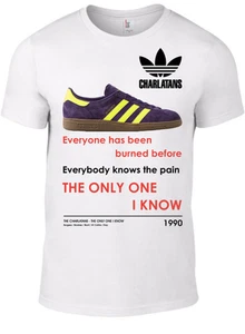 The Charlatans T-shirt "Only" Lyrics Muchen Trainer stone roses oasis smiths WHT - Picture 1 of 1