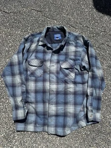Pendleton Eco-Wise Wool Board Shirt Mens XL Blue Plaid Loop Collar Flannel - Picture 1 of 5